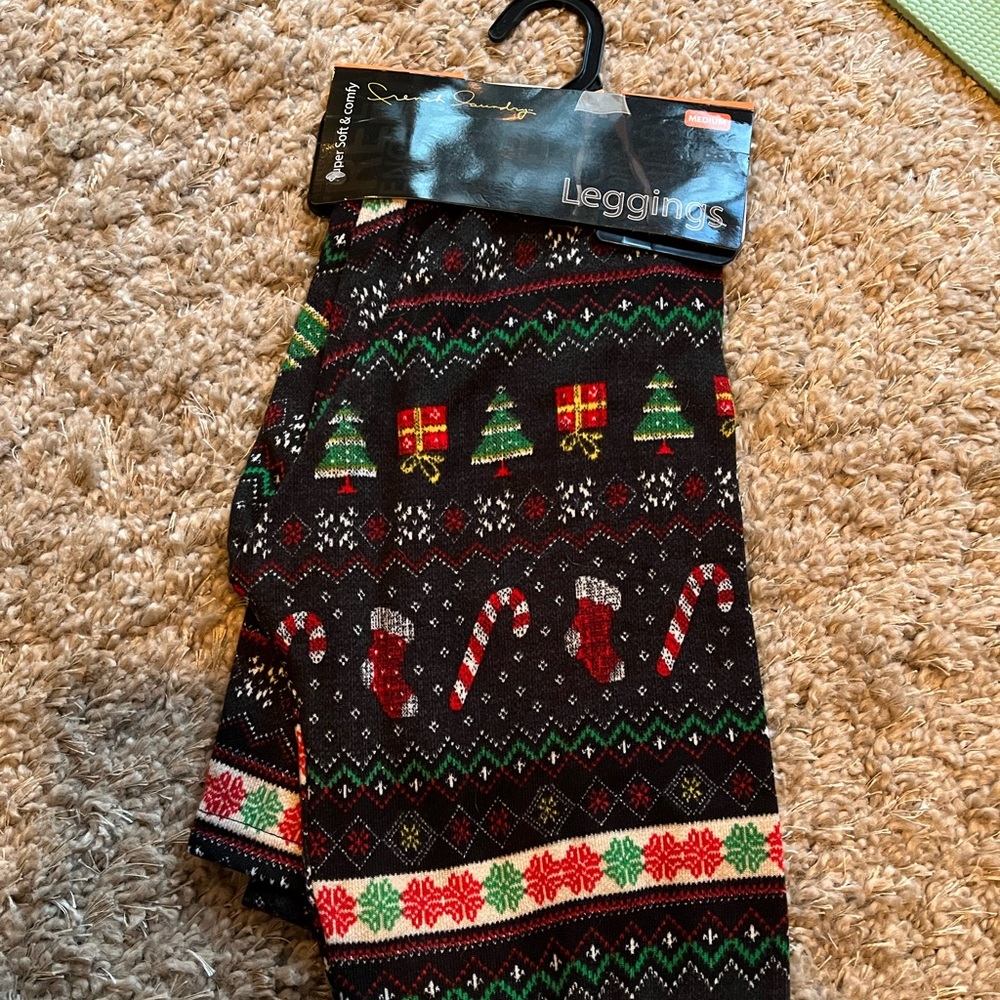 French Laundry holiday / Christmas leggings NWT Black M NWT